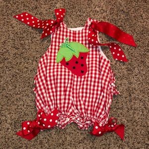 The Bailey Boys strawberry romper with ruffle butt